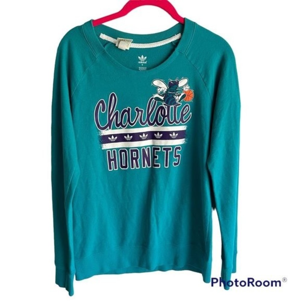 ADIDAS Vintage Teal Charlotte‎ Hornets Basketball Ladies Crewneck Sweater, S